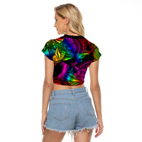 LGBT History Month Raglan Cropped T Shirt Polynesian Hammerhead Shark LT01 - Polynesian Pride