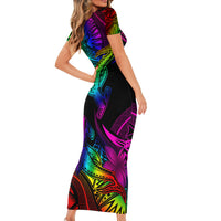 LGBT History Month Short Sleeve Bodycon Dress Polynesian Hammerhead Shark LT01 - Polynesian Pride