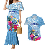 Micronesia Culture Day Couples Matching Mermaid Dress and Hawaiian Shirt Tribal Pattern Tropical Style LT01 Blue - Polynesian Pride