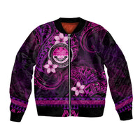 FSM Culture Day Bomber Jacket Tribal Pattern Pink Version LT01 Unisex Pink - Polynesian Pride