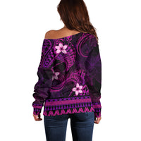 FSM Culture Day Off Shoulder Sweater Tribal Pattern Pink Version LT01 - Polynesian Pride