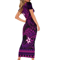 FSM Chuuk State Family Matching Short Sleeve Bodycon Dress and Hawaiian Shirt Tribal Pattern Pink Version LT01 - Polynesian Pride