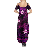 FSM Chuuk State Family Matching Summer Maxi Dress and Hawaiian Shirt Tribal Pattern Pink Version LT01 - Polynesian Pride