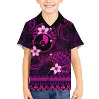FSM Yap State Family Matching Short Sleeve Bodycon Dress and Hawaiian Shirt Tribal Pattern Pink Version LT01 Son's Shirt Pink - Polynesian Pride