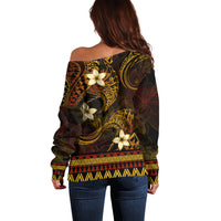 FSM Culture Day Off Shoulder Sweater Tribal Pattern Gold Version LT01 - Polynesian Pride