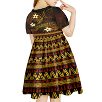 FSM Pohnpei State Kid Short Sleeve Dress Tribal Pattern Gold Version LT01 - Polynesian Pride