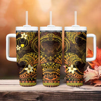 FSM Pohnpei State Tumbler With Handle Tribal Pattern Gold Version