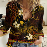 FSM Pohnpei State Women Casual Shirt Tribal Pattern Gold Version LT01 Female Gold - Polynesian Pride