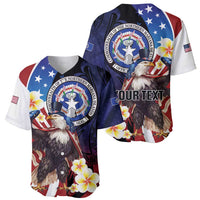 Personalized Northern Mariana Islands 4th of July Baseball Jersey Plumeria USA Eagle