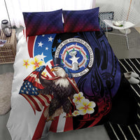 Northern Mariana Islands 4th of July Bedding Set Plumeria USA Eagle