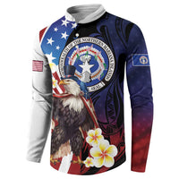 Personalized Northern Mariana Islands 4th of July Button Sweatshirt Plumeria USA Eagle