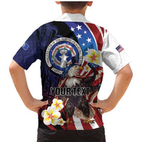 Personalized Northern Mariana Islands 4th of July Family Matching Mermaid Dress and Hawaiian Shirt Plumeria USA Eagle