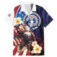 Personalized Northern Mariana Islands 4th of July Family Matching Mermaid Dress and Hawaiian Shirt Plumeria USA Eagle