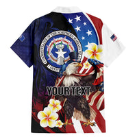 Personalized Northern Mariana Islands 4th of July Family Matching Mermaid Dress and Hawaiian Shirt Plumeria USA Eagle