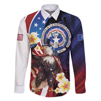 Personalized Northern Mariana Islands 4th of July Family Matching Off Shoulder Short Dress and Hawaiian Shirt Plumeria USA Eagle