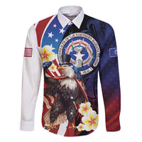 Personalized Northern Mariana Islands 4th of July Family Matching Short Sleeve Bodycon Dress and Hawaiian Shirt Plumeria USA Eagle