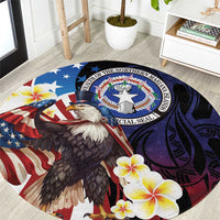 Northern Mariana Islands 4th of July Round Carpet Plumeria USA Eagle