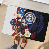Northern Mariana Islands 4th of July Rubber Doormat Plumeria USA Eagle