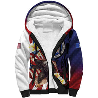 Personalized Northern Mariana Islands 4th of July Sherpa Hoodie Plumeria USA Eagle