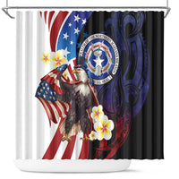Northern Mariana Islands 4th of July Shower Curtain Plumeria USA Eagle