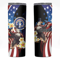 Personalized Northern Mariana Islands 4th of July Skinny Tumbler Plumeria USA Eagle