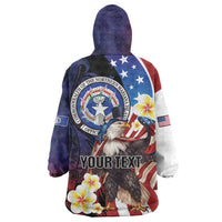 Personalized Northern Mariana Islands 4th of July Wearable Blanket Hoodie Plumeria USA Eagle