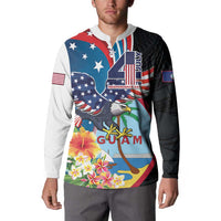 Personalized Guam Fourth of July Button Sweatshirt Tropical Flowers