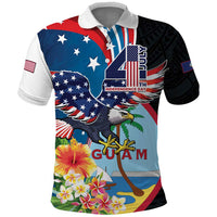 Personalized Guam Fourth of July Polo Shirt Tropical Flowers