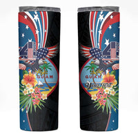 Personalized Guam Fourth of July Skinny Tumbler Tropical Flowers LT01 Multicolor - Polynesian Pride