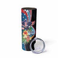 Personalized Guam Fourth of July Skinny Tumbler Tropical Flowers LT01 - Polynesian Pride