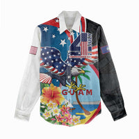 Personalized Guam Fourth of July Women Casual Shirt Tropical Flowers