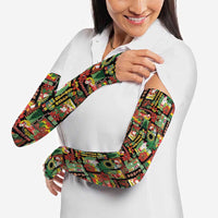 Hawaiian Santa Christmas Pattern Arm Sleeves Black Version LT01 - Polynesian Pride