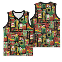 Hawaiian Santa Christmas Pattern Basketball Jersey Black Version LT01 - Polynesian Pride