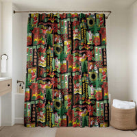 Hawaiian Santa Christmas Pattern Bathroom Set Black Version - Polynesian Pride