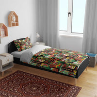 Hawaiian Santa Christmas Pattern Bedding Set Black Version LT01 - Polynesian Pride