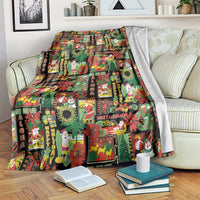 Hawaiian Santa Christmas Pattern Blanket Black Version LT01 Red - Polynesian Pride