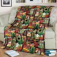 Hawaiian Santa Christmas Pattern Blanket Black Version LT01 - Polynesian Pride