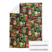 Hawaiian Santa Christmas Pattern Blanket Black Version LT01 - Polynesian Pride