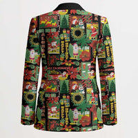 Hawaiian Santa Christmas Pattern Blazer Black Version LT01 - Polynesian Pride