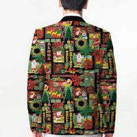 Hawaiian Santa Christmas Pattern Blazer Black Version LT01 - Polynesian Pride
