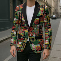 Hawaiian Santa Christmas Pattern Blazer Black Version LT01 - Polynesian Pride