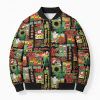 Hawaiian Santa Christmas Pattern Bomber Puffer Jacket Black Version LT01 Unisex Red - Polynesian Pride