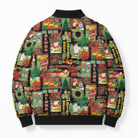 Hawaiian Santa Christmas Pattern Bomber Puffer Jacket Black Version LT01 - Polynesian Pride