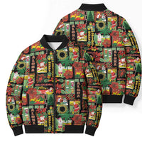 Hawaiian Santa Christmas Pattern Bomber Puffer Jacket Black Version LT01 - Polynesian Pride