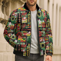 Hawaiian Santa Christmas Pattern Bomber Puffer Jacket Black Version LT01 - Polynesian Pride