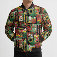 Hawaiian Santa Christmas Pattern Bomber Puffer Jacket Black Version LT01 - Polynesian Pride