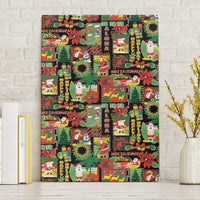 Hawaiian Santa Christmas Pattern Canvas Wall Art Black Version LT01 Without Frame Red - Polynesian Pride