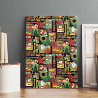Hawaiian Santa Christmas Pattern Canvas Wall Art Black Version LT01 - Polynesian Pride