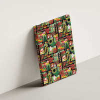 Hawaiian Santa Christmas Pattern Canvas Wall Art Black Version LT01 - Polynesian Pride