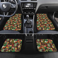 Hawaiian Santa Christmas Pattern Car Mats Black Version - Polynesian Pride